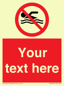 Custom No swimming prohibition Sign